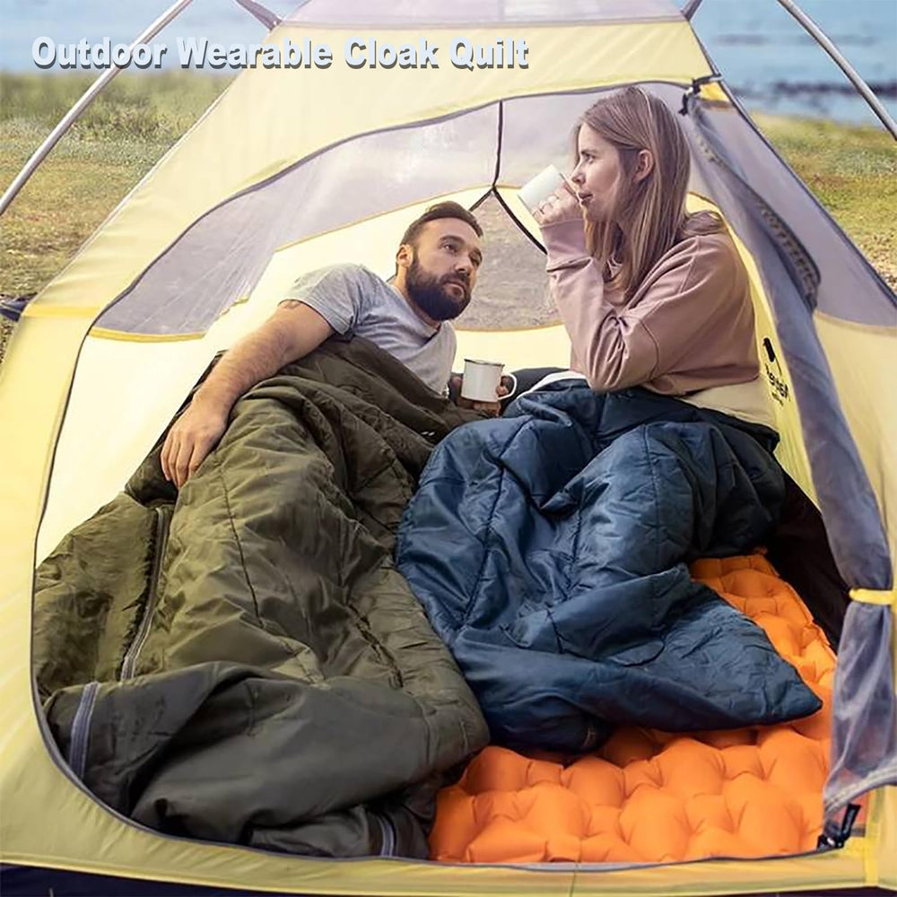 Gaorui packable poncho fits inside a backpack for camping.
