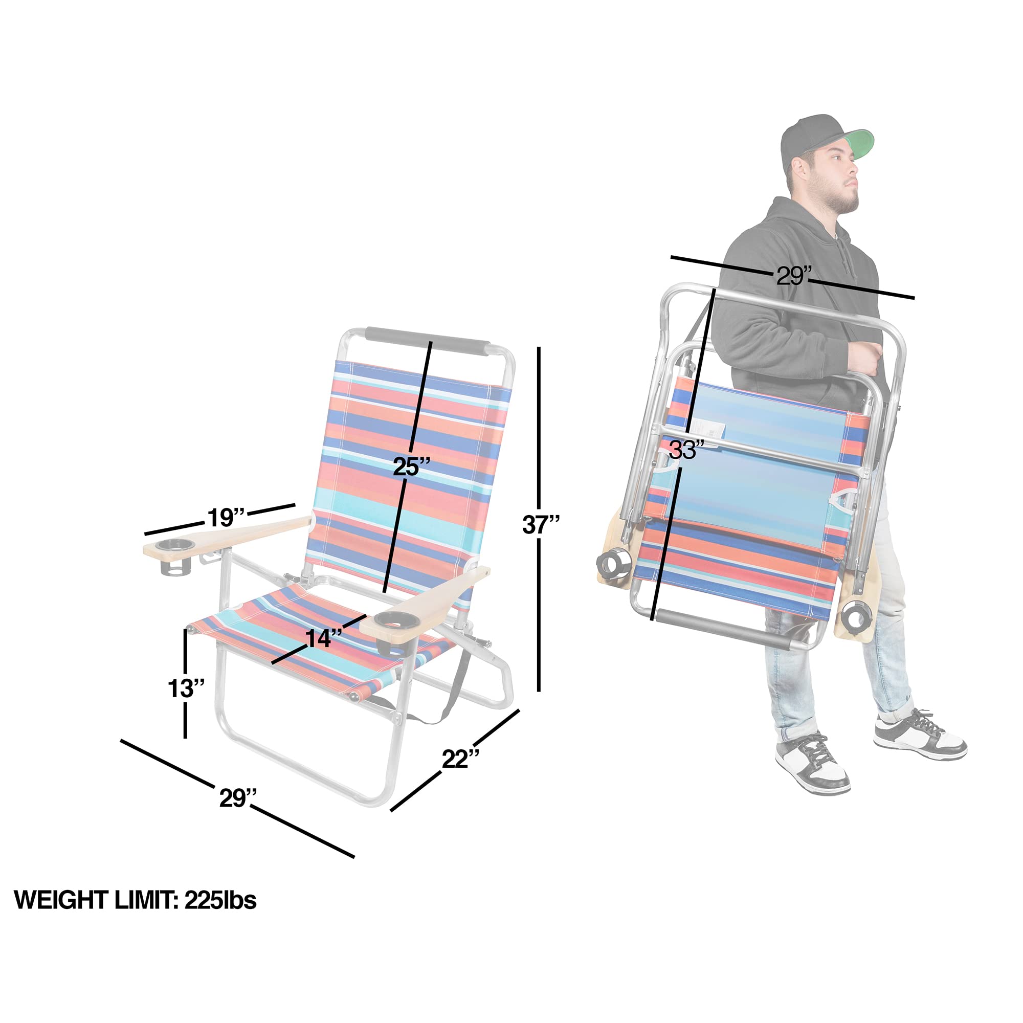 Garden Elements 2-pack portable chairs ideal for beach, park, or camping trips.