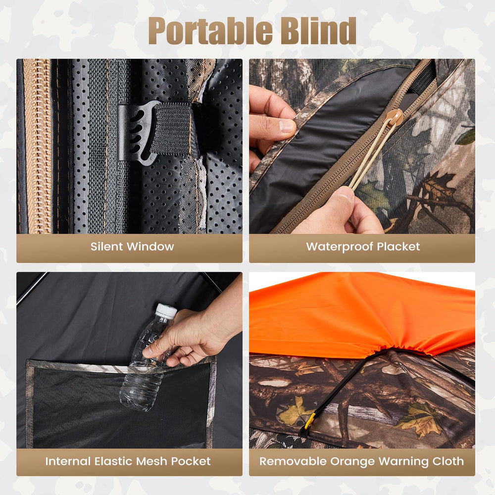 Garden Tailor hunting blind cyclone stakes ensure secure setup on uneven ground.