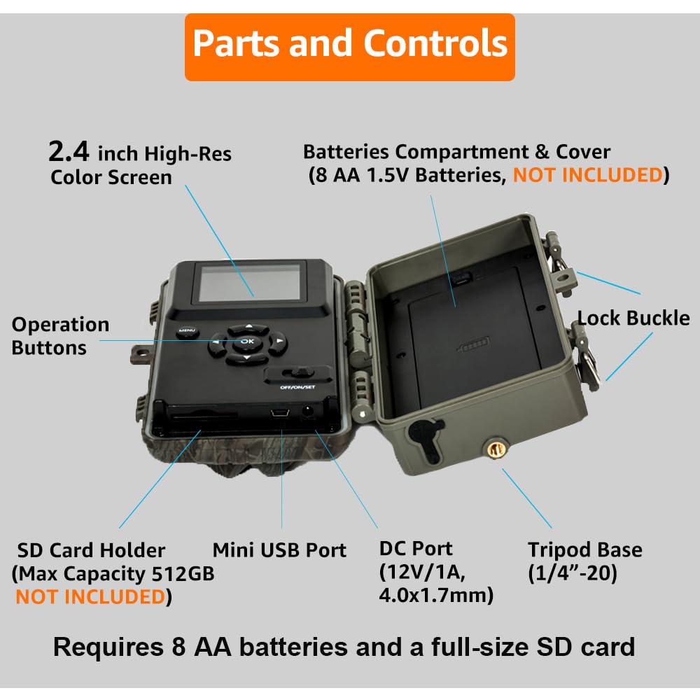 GardePro A3S easy-setup with 2.4-inch color screen.