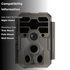 GardePro A60 IP66 waterproof housing withstands harsh weather for year-round trail monitoring.