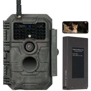 GardePro E6P battery pack showing 8000mAh capability for long outdoor power