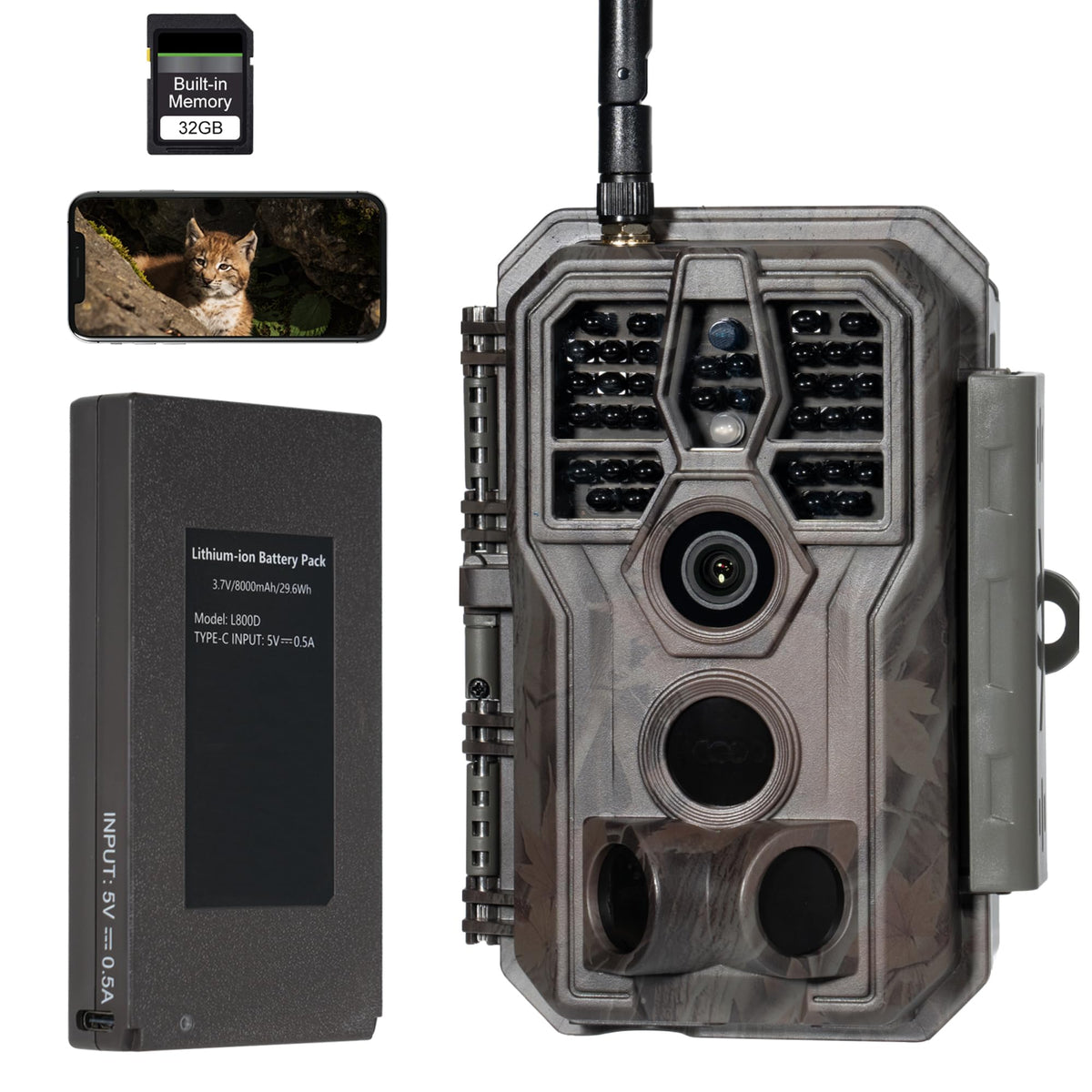 GardePro E8PMB trail camera front view for rugged outdoor scouting.