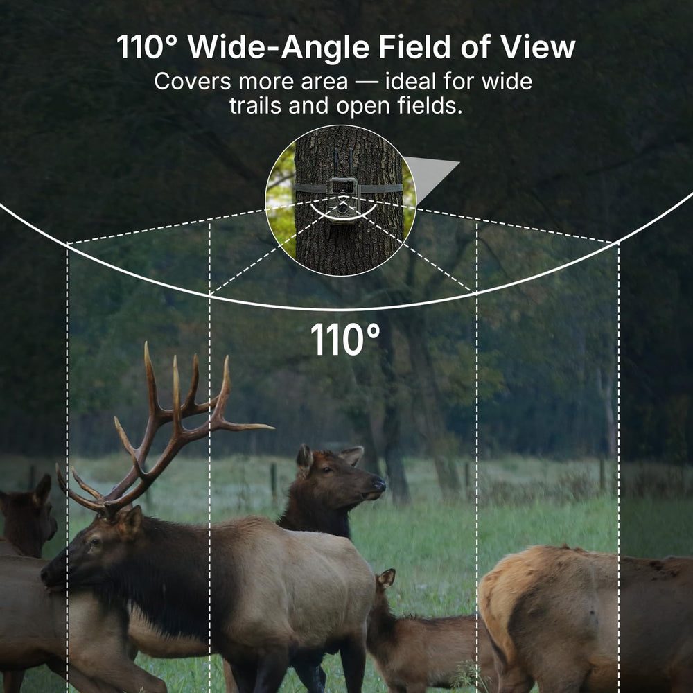 GardePro E6+ 110° lens broadens the view for better scene capture.