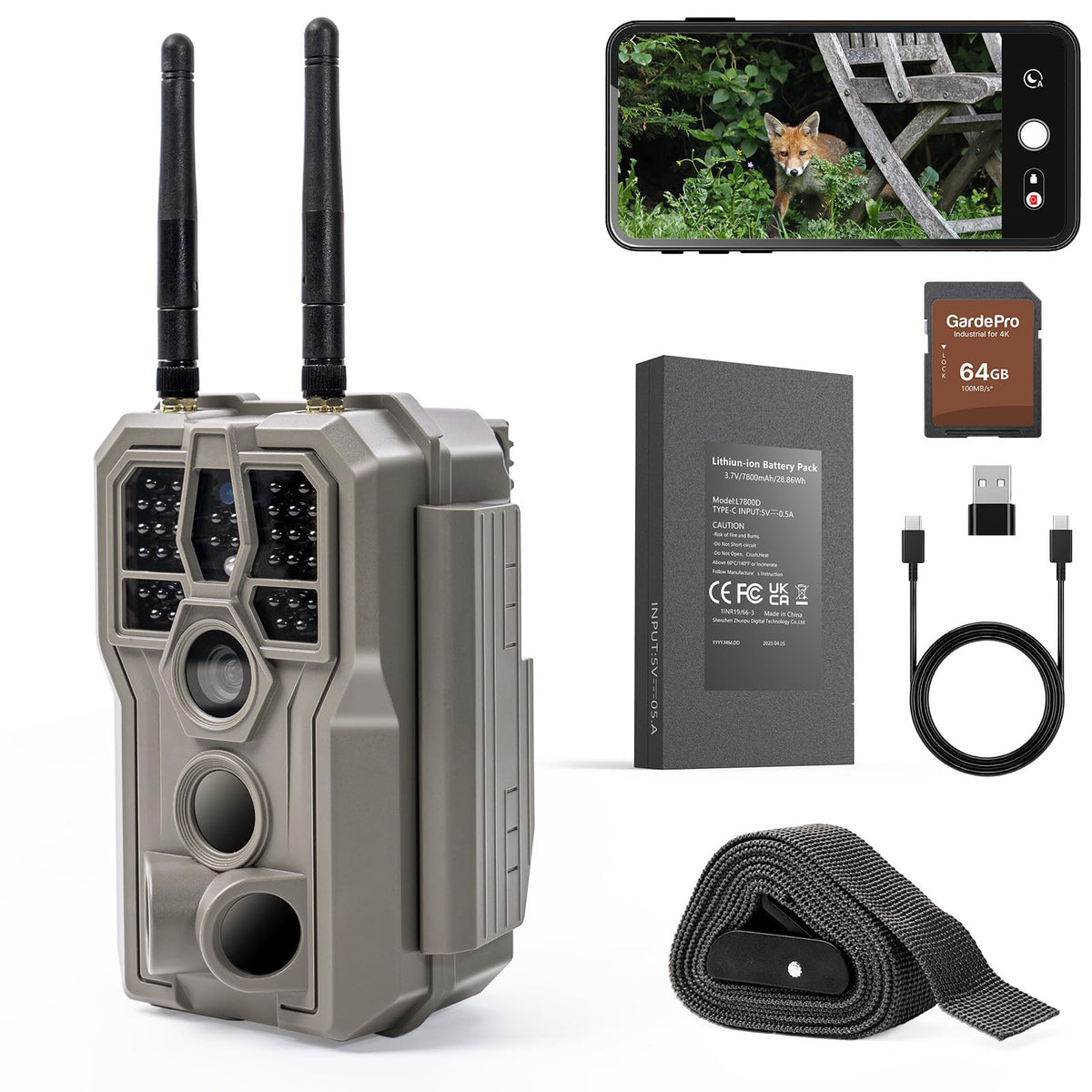 GardePro E8 2.0 Pro with dual antennas enables long-range WiFi for remote wildlife scouting.