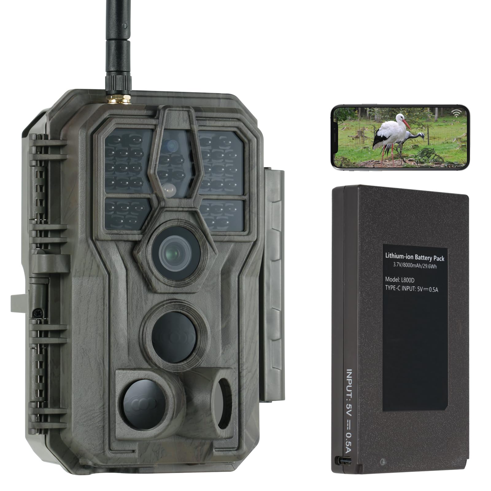 GardePro E8P battery pack powers the trail camera with eco-friendly, rechargeable energy.