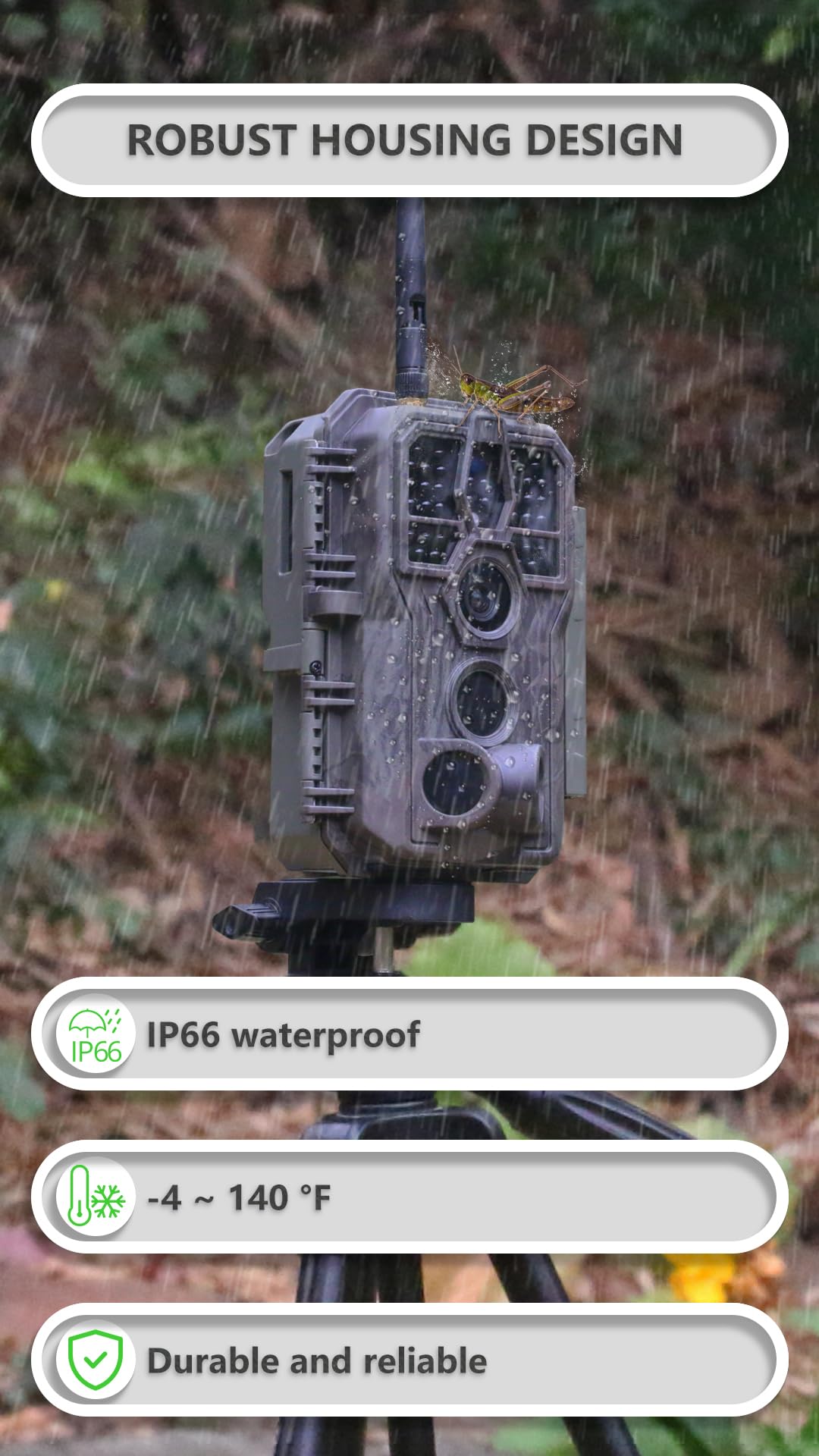 GardePro E8P 0.1s trigger speed captures rapid wildlife moments.