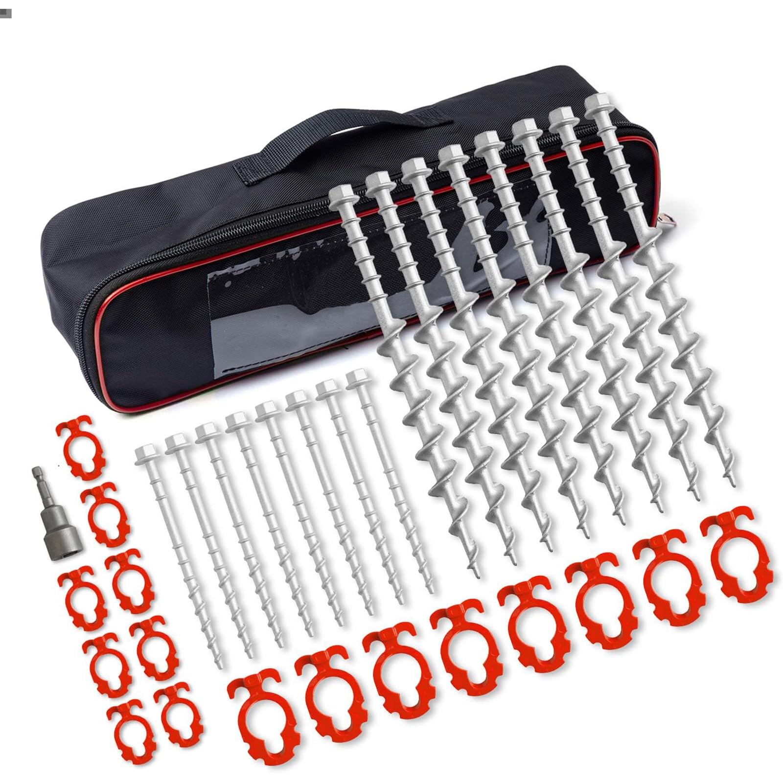 GarfatolRv ground anchors kit demonstrates durable anchors for tents and sheds.