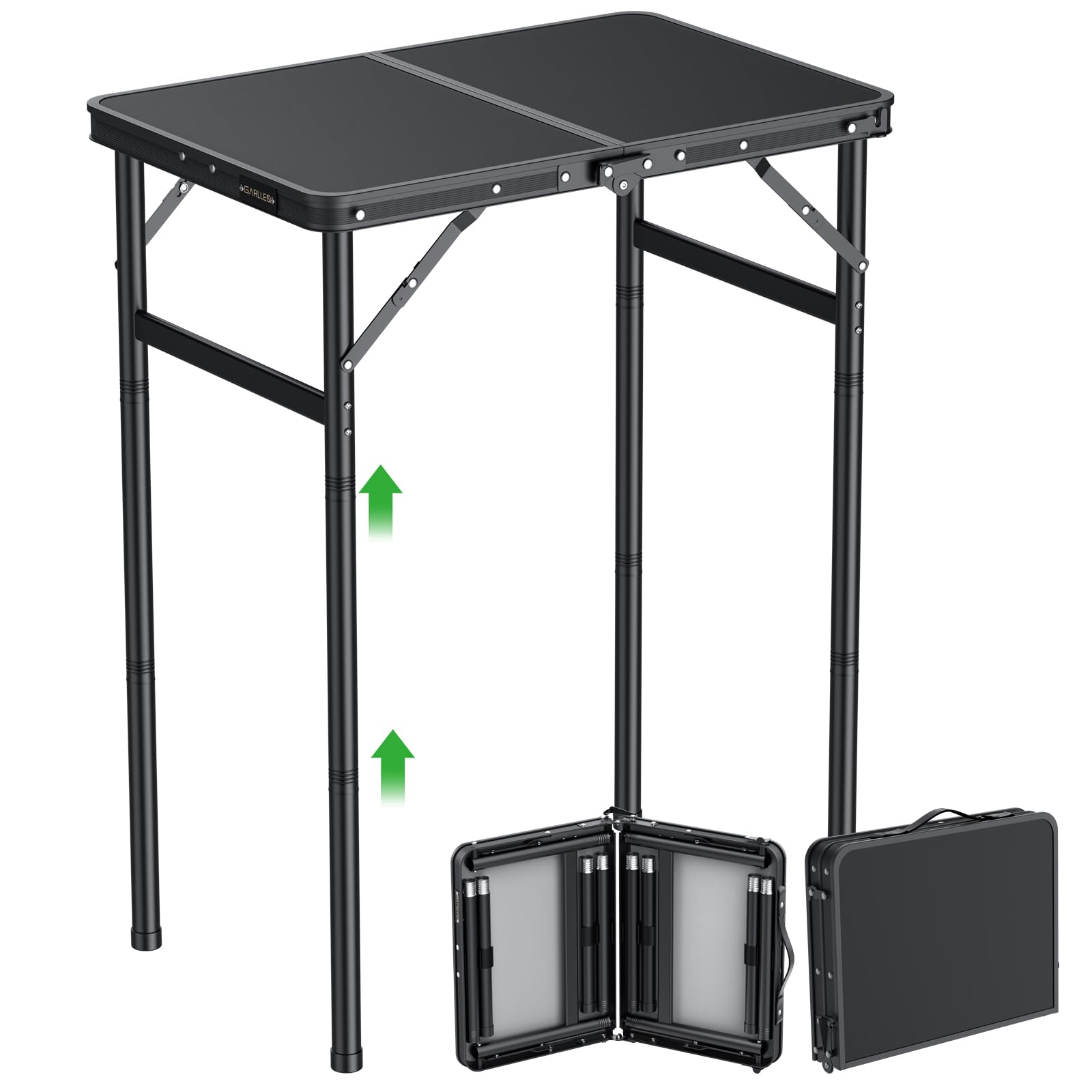 GARLLEN 2ft folding camping table front view shows sturdy surface for meals