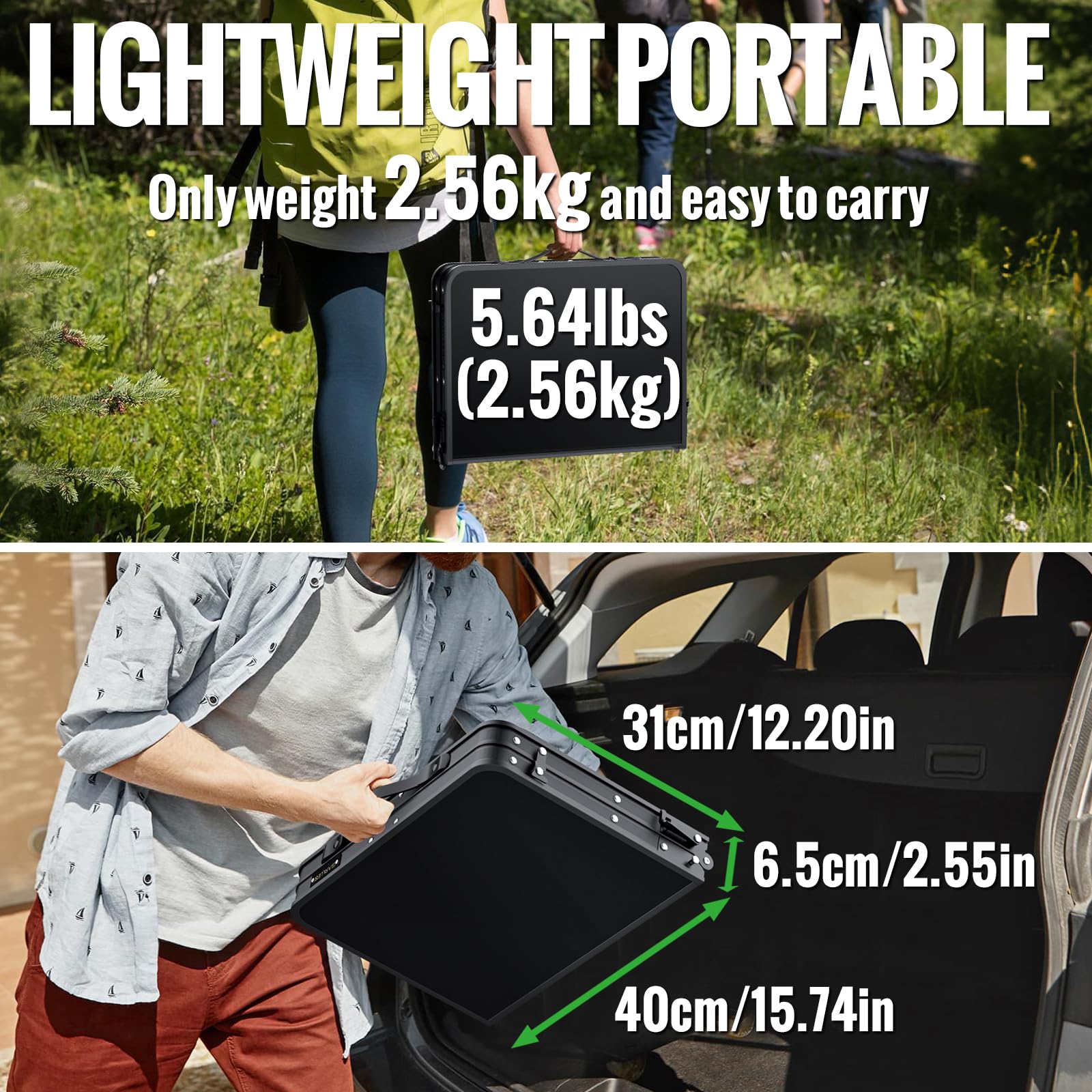 GARLLEN 2ft folding camping table threaded mounting offers stable setup