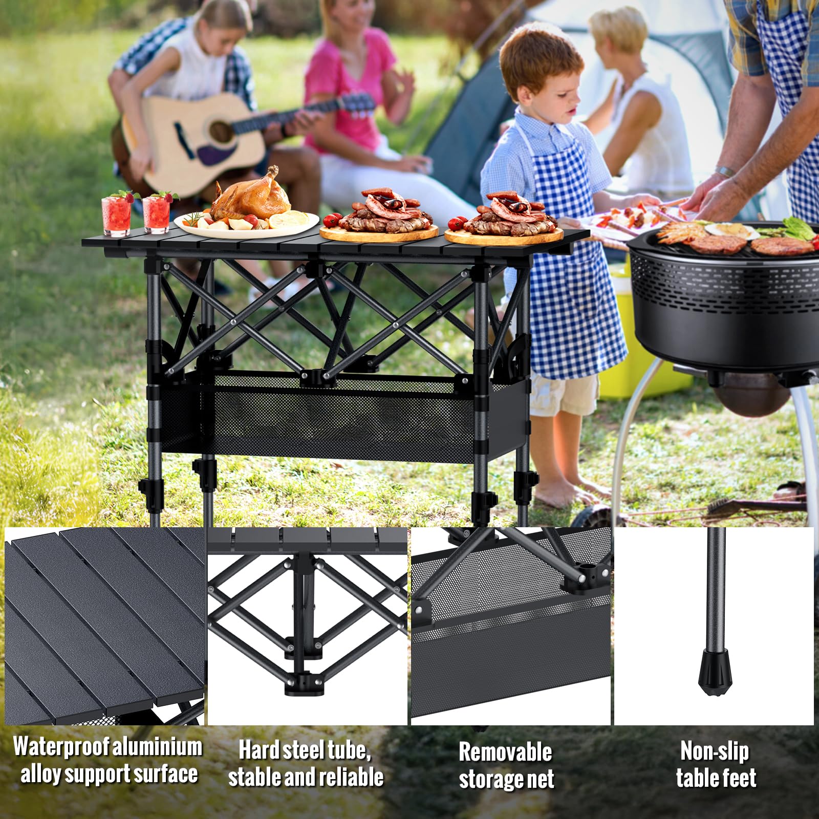 GARLLEN portable table supports up to 100 lbs, versatile for supplies.