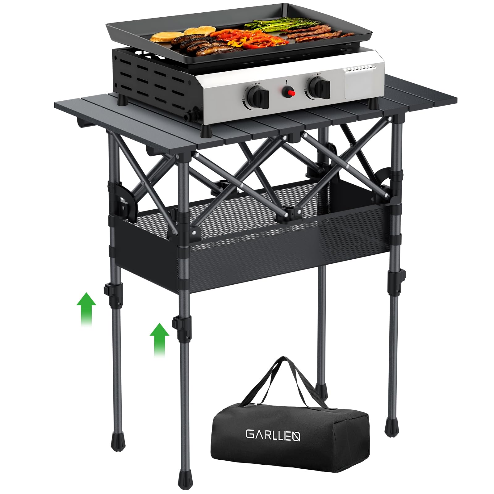 GARLLEN folding table open dimensions, ideal for picnics and outdoor meals.