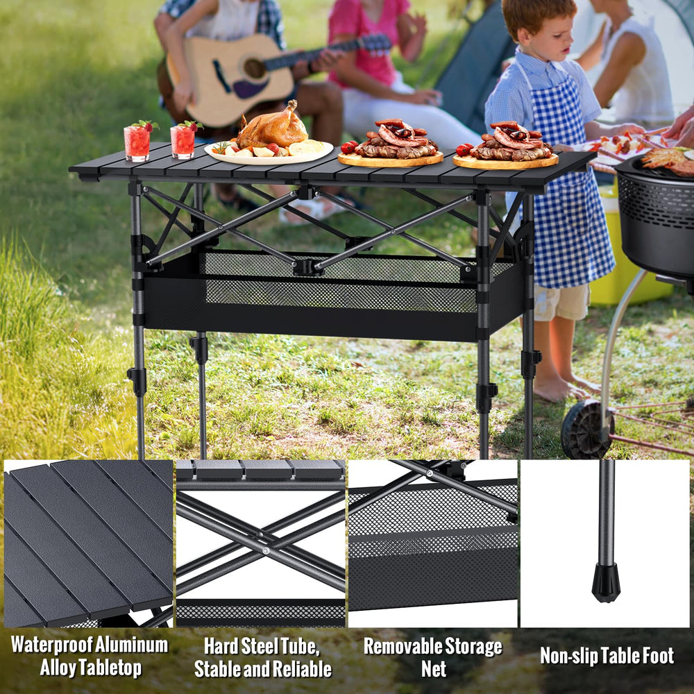 GARLLEN folding table at the beach ready for picnics and gear