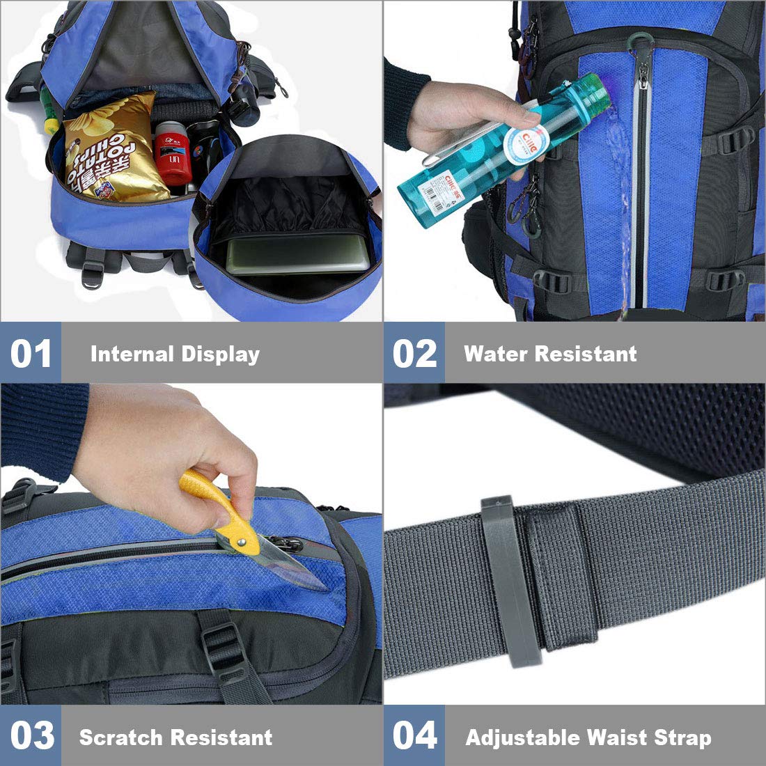 Garloben 40L backpack close-up of durable zippers and stitching