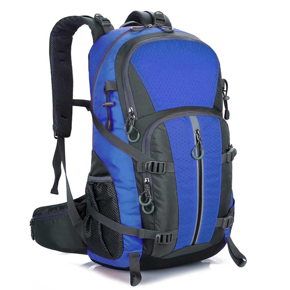 Garloben 40L hiking backpack front view showing rugged build and blue color