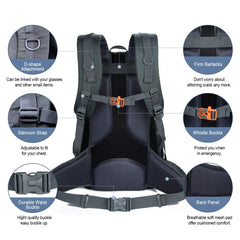 Garloben 40L backpack main compartment organized with divider