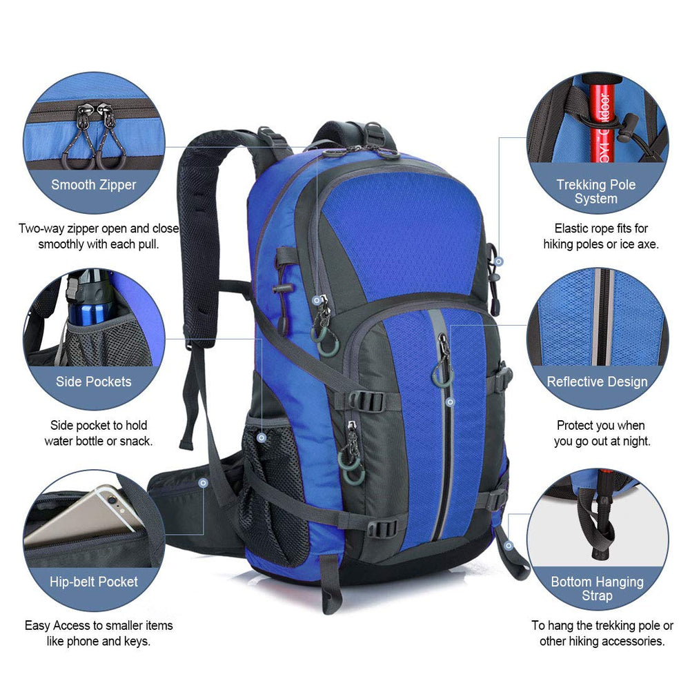 Garloben 40L backpack with rain cover protecting gear in rain