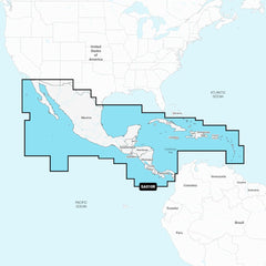 Garmin Navionics+ NSSA010R coverage map for Central America and the Caribbean improves plotting