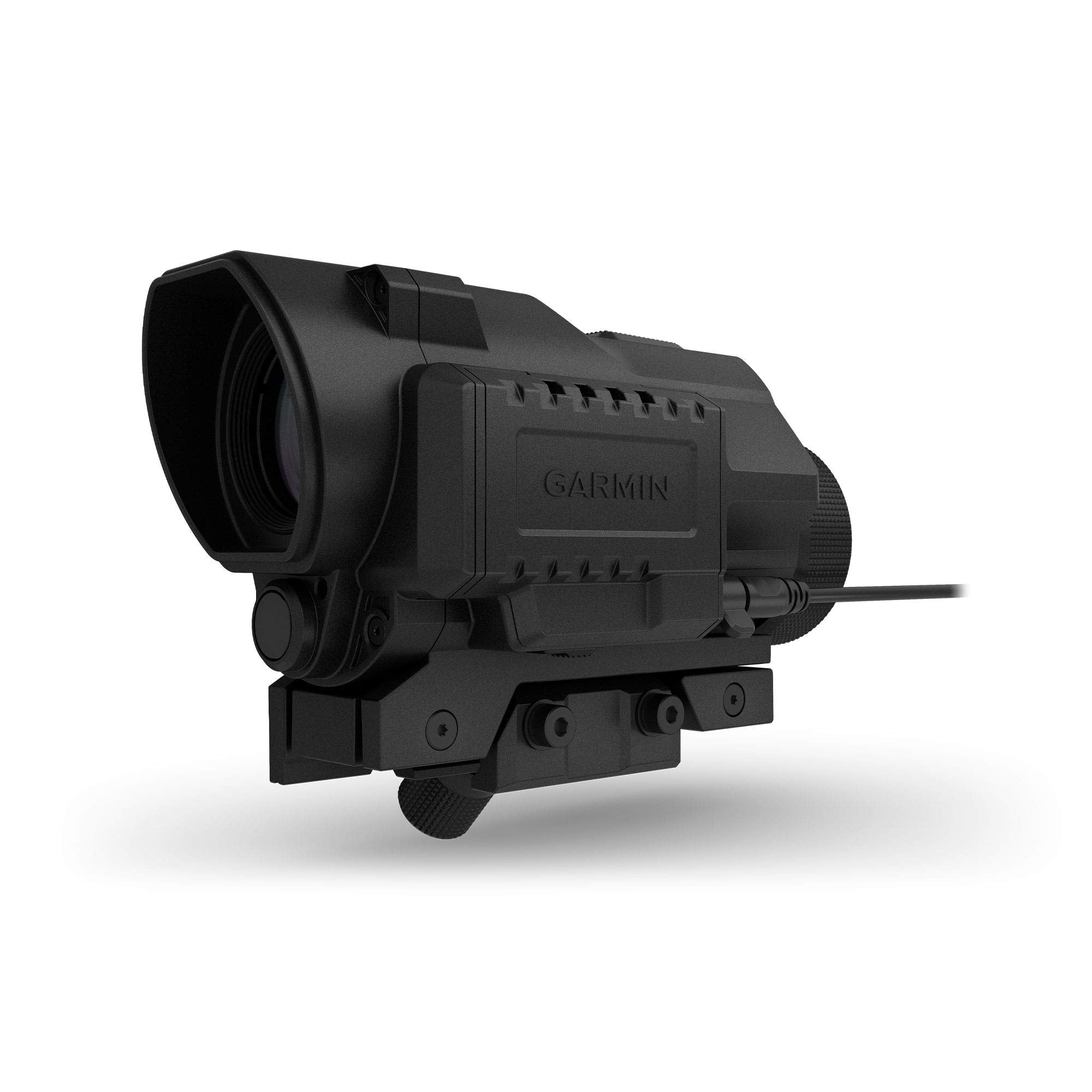 Garmin Xero X1i crossbow scope mounted on rail for precision aiming.