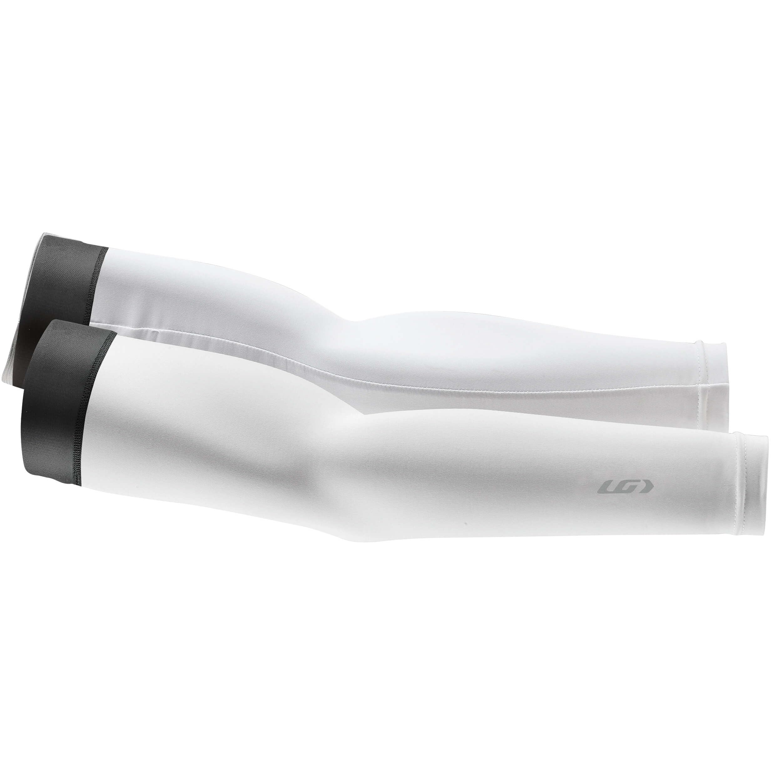 Garneau Arm Coolers white large on arm, protecting from sun and cooling on outdoor rides.
