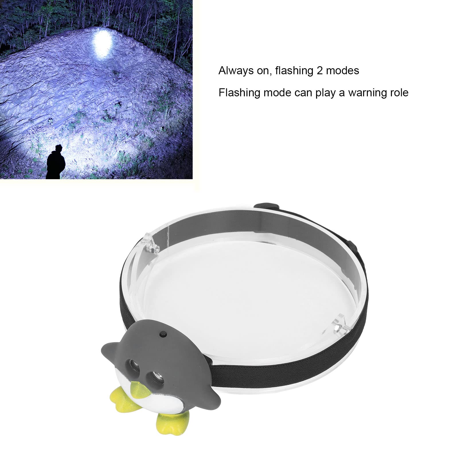 Garosa headlamp emits bright light during outdoor activity at dusk.