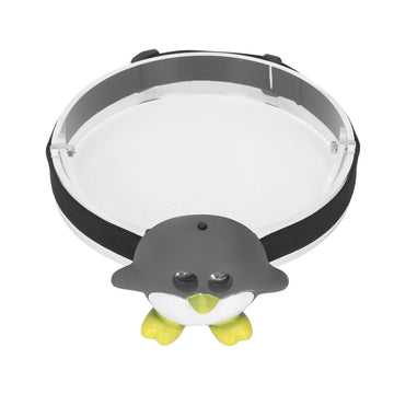 Garosa penguin headlamp worn by a child for hands-free lighting during play.