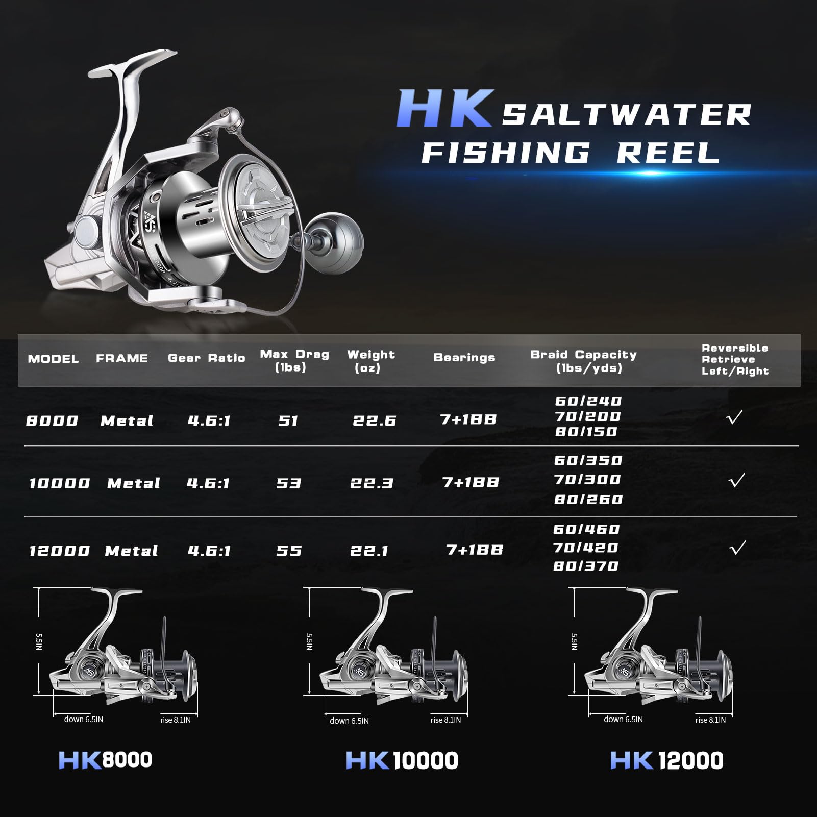 GARRET heavy long casting surf fishing reel