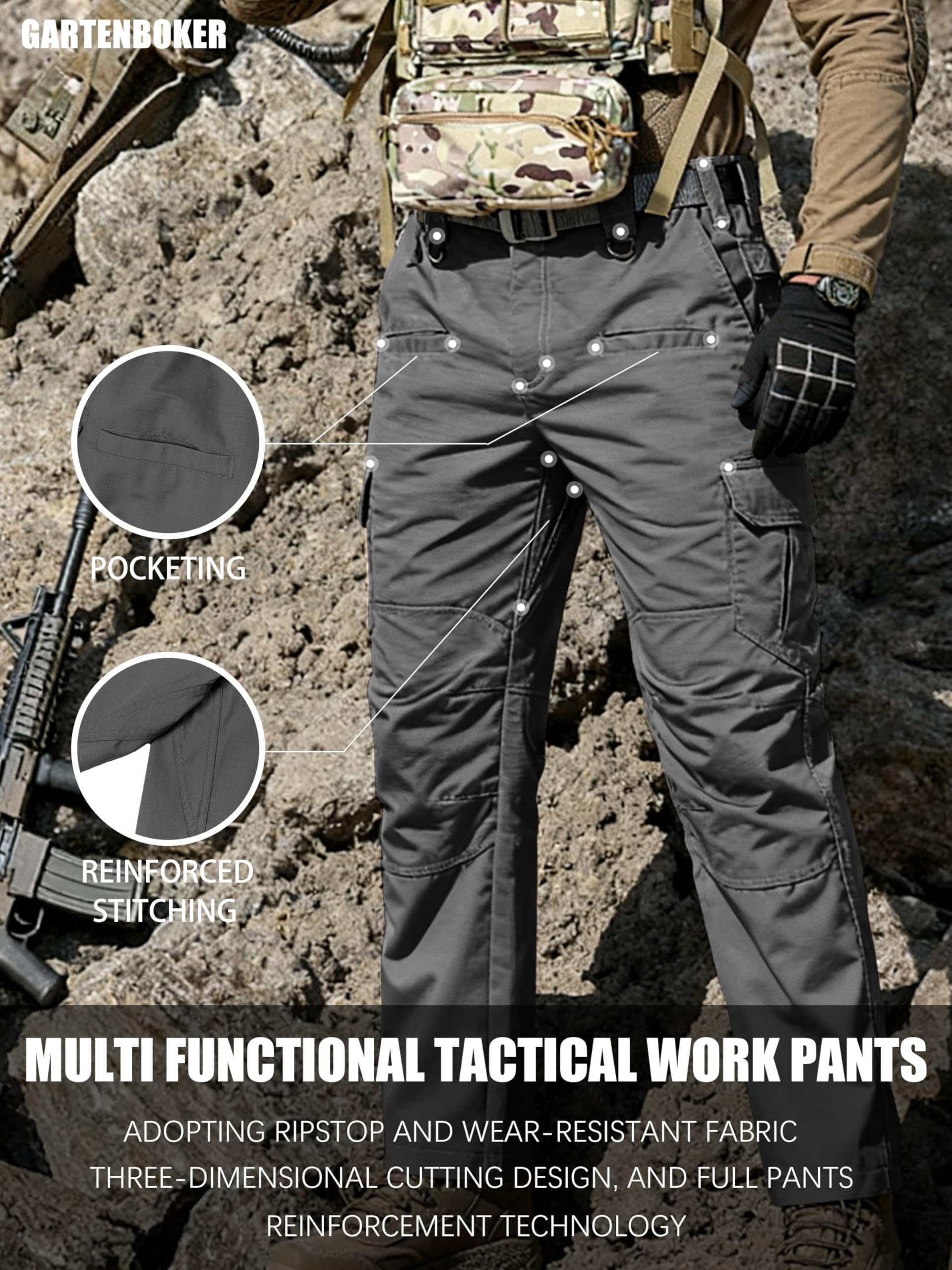 GARTENBOKER tactical pants water-resistant fabric keeps you dry