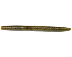 Gary Yamamoto Senko Green Pumpkin with Large Black Flake, 6-inch lure for versatile rigging and improved fall action.