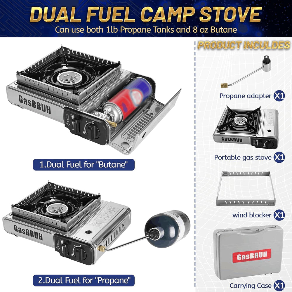GasBRUH 10,000 BTU burner delivers rapid boil for outdoor meals.