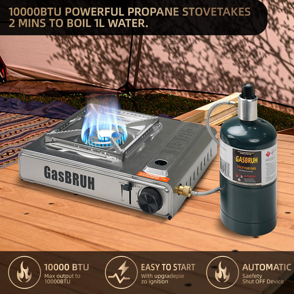 GasBRUH auto-ignition camp stove enabling instant lighting