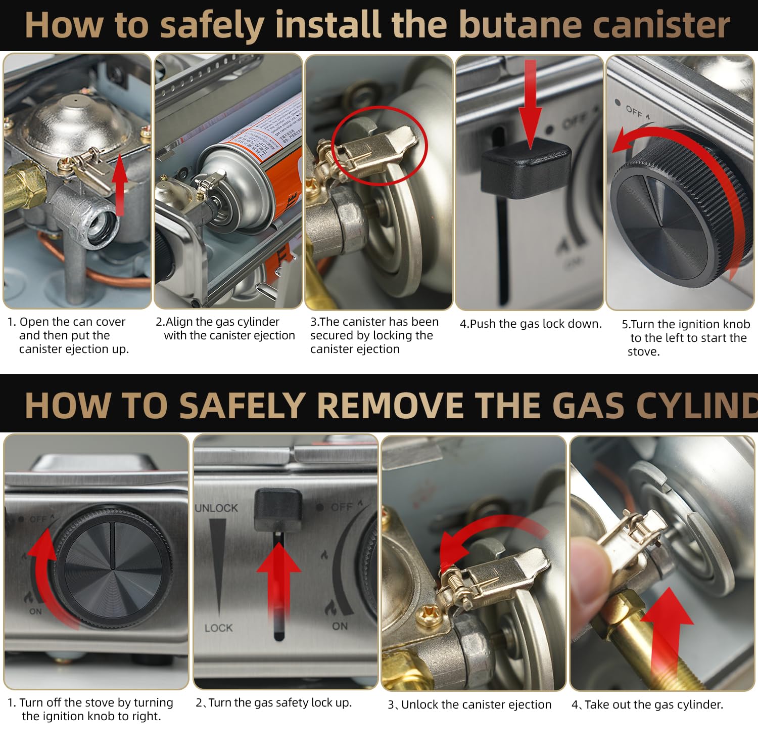 GasBRUH safety features camping stove with lock and overpressure protection