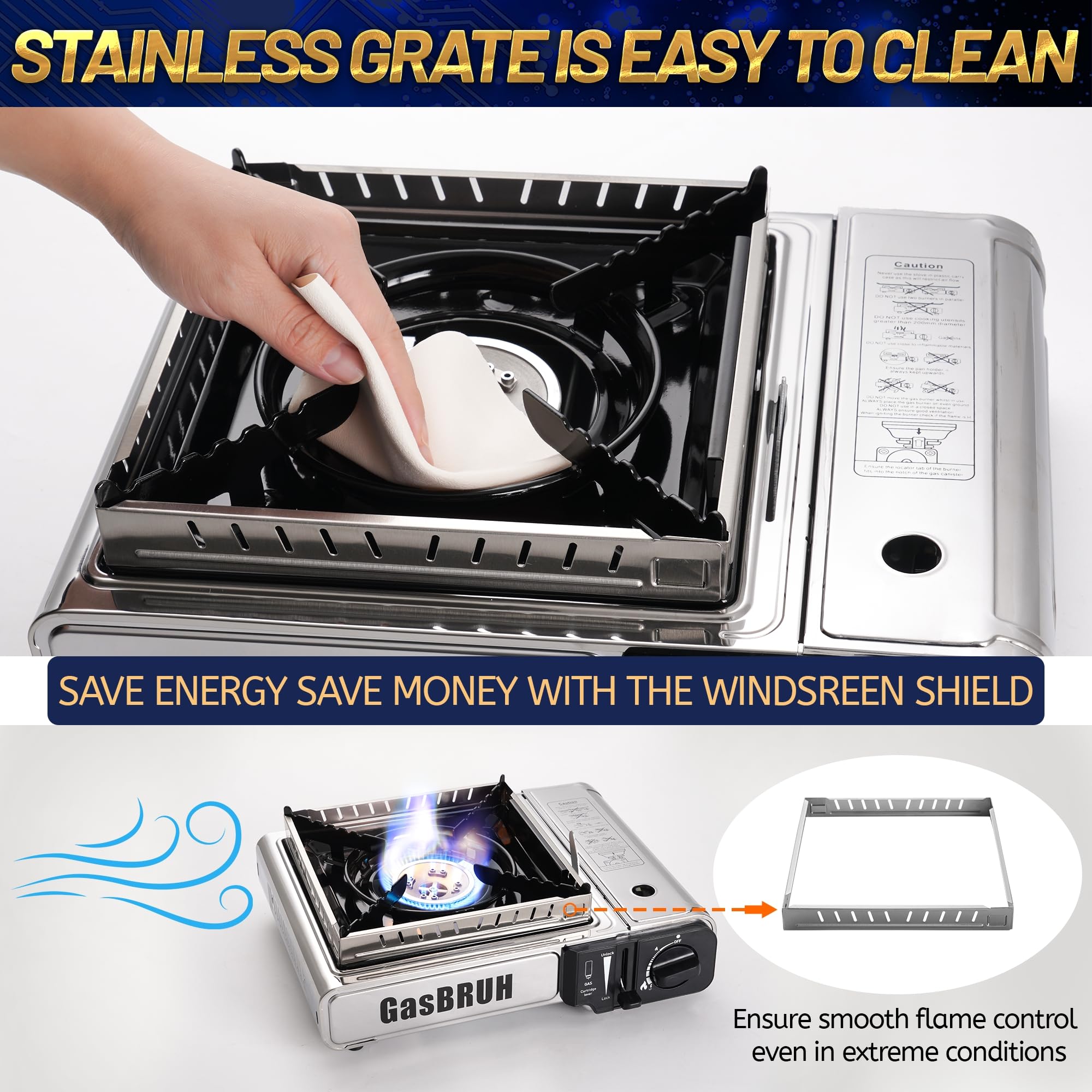 GasBRUH stainless steel camp stove is durable and easy to clean.