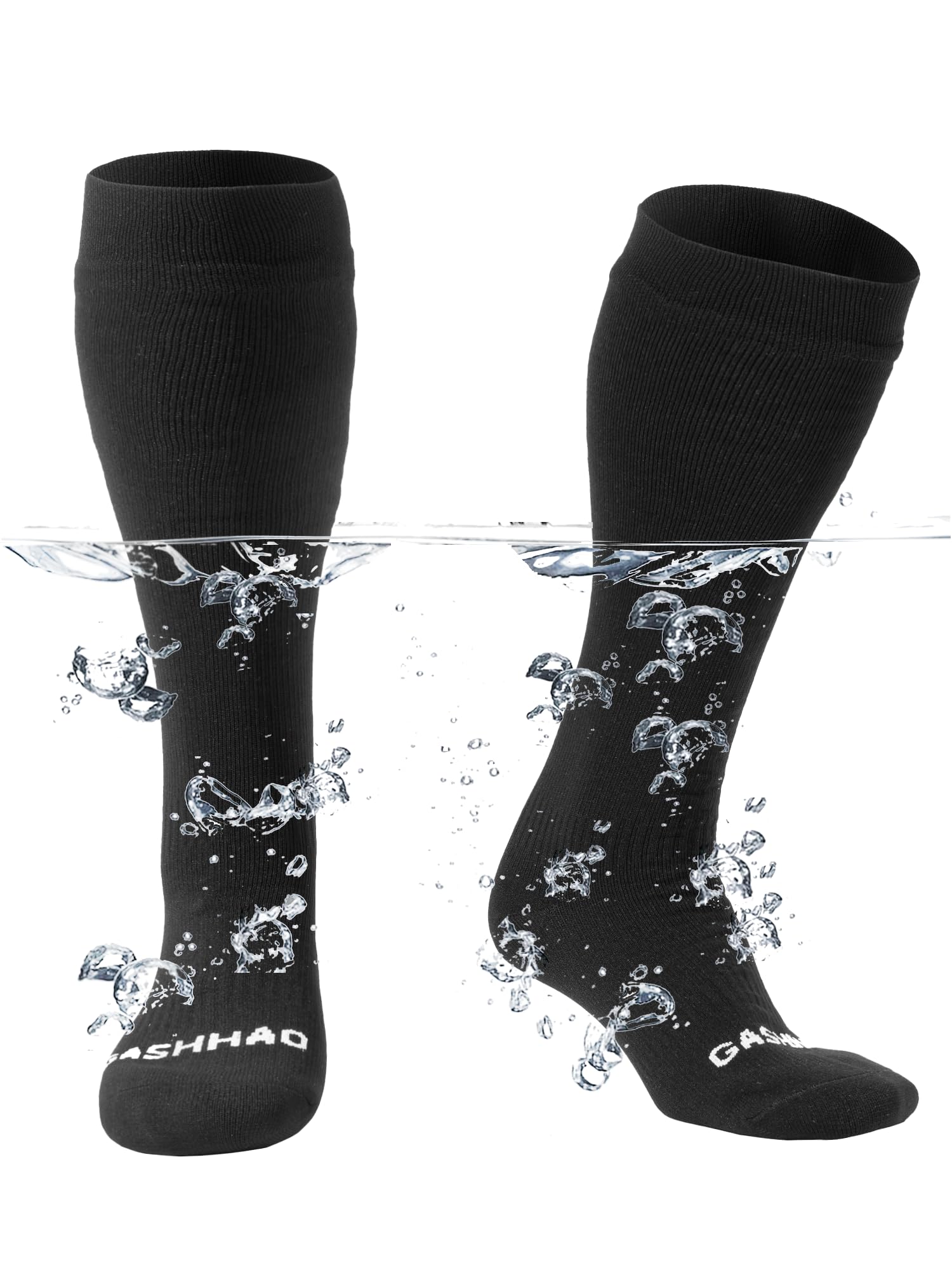 Gash Hao waterproof socks show the three-layer construction for dry feet in wet conditions.