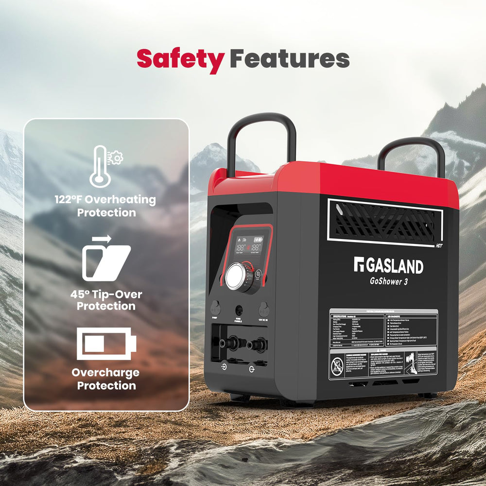GASLAND G3 Max all-in-one kit reveals complete outdoor shower setup.