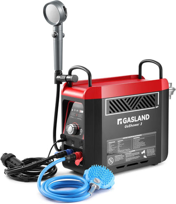 GASLAND G3 Max front view highlights compact outdoor hot water unit for portable showers.