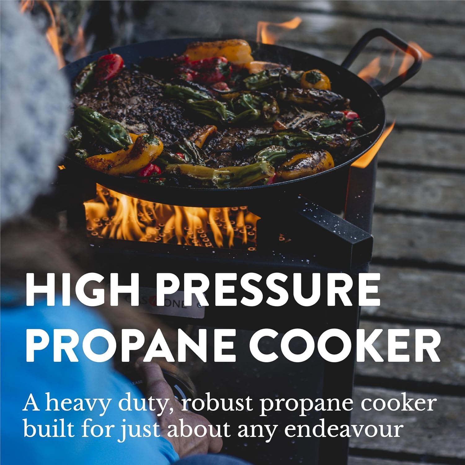 GasOne B-5350A produces a high-output flame for powerful outdoor cooking