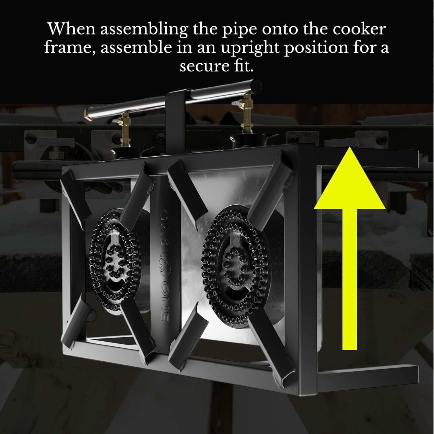 GasOne heavy-duty frame and burner heads support large pots