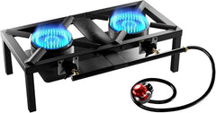 GasOne high-pressure double burner with heat shield for seafood boils and camping