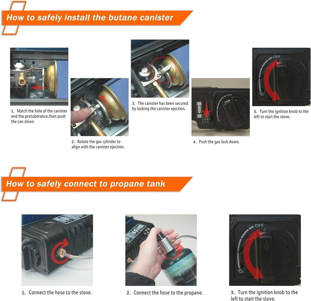 GASPOWOR braided hose propane connection for secure fuel feed