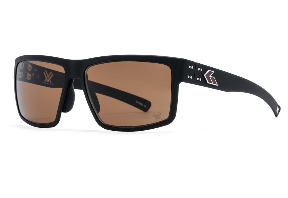 Gatorz Vortex MILSPEC black frame with bronze logo offers rugged protection under gear.