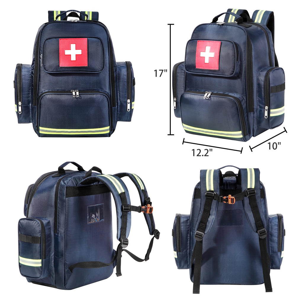 gatyclallaty first-aid backpack durable-materials, side view, indicating long-lasting construction for rugged use.