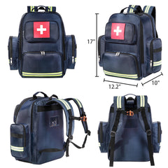 gatyclallaty first-aid backpack durable-materials, side view, indicating long-lasting construction for rugged use.