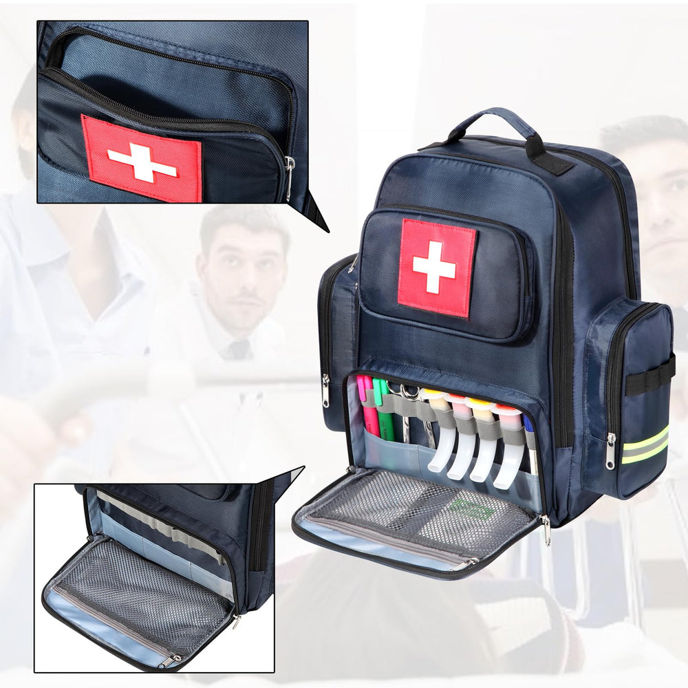 gatyclallaty first-aid backpack reflective-strips, low-light safety, increasing visibility for responders.