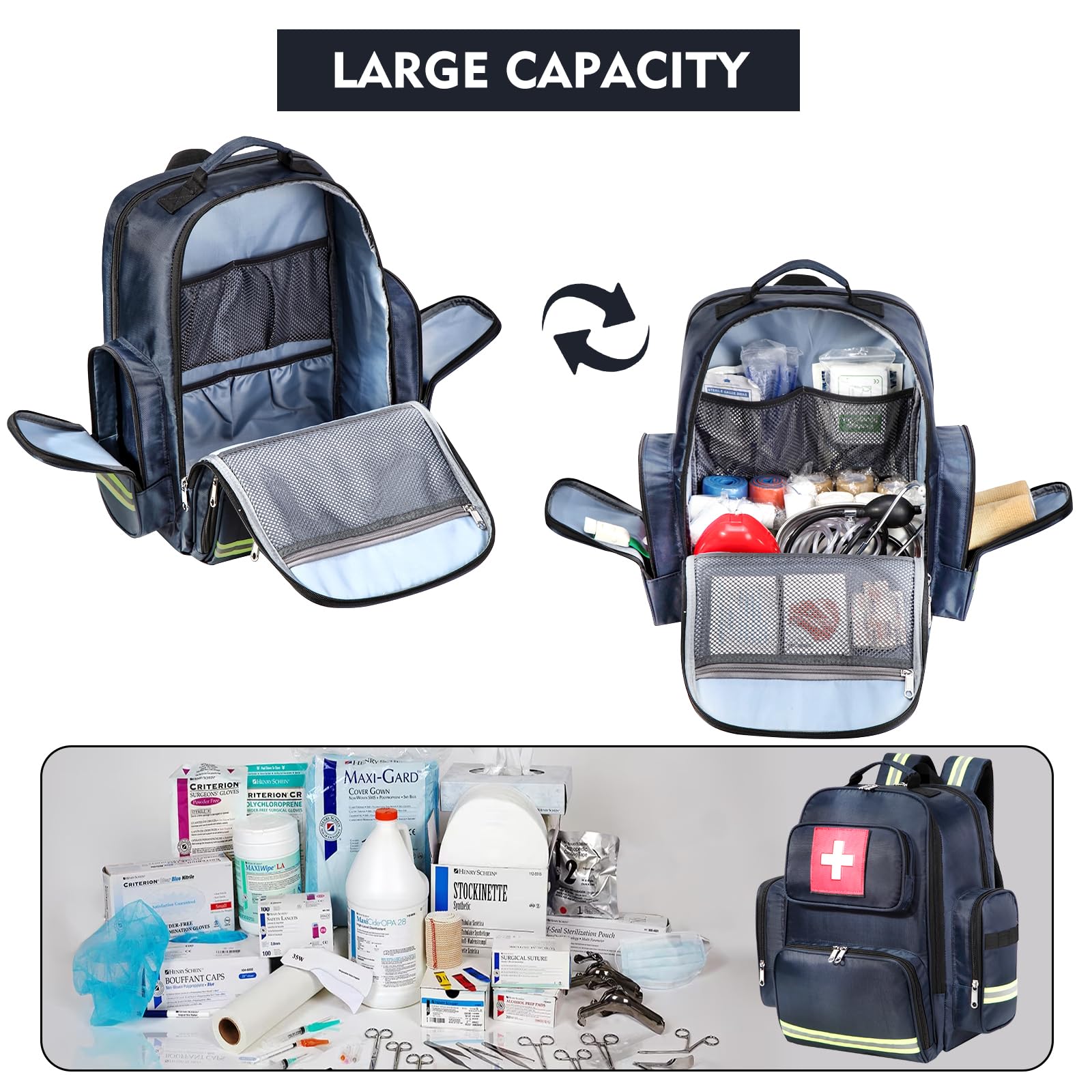 gatyclallaty first-aid backpack scratch-resistant exterior, front view, preserving look while withstanding rugged use.
