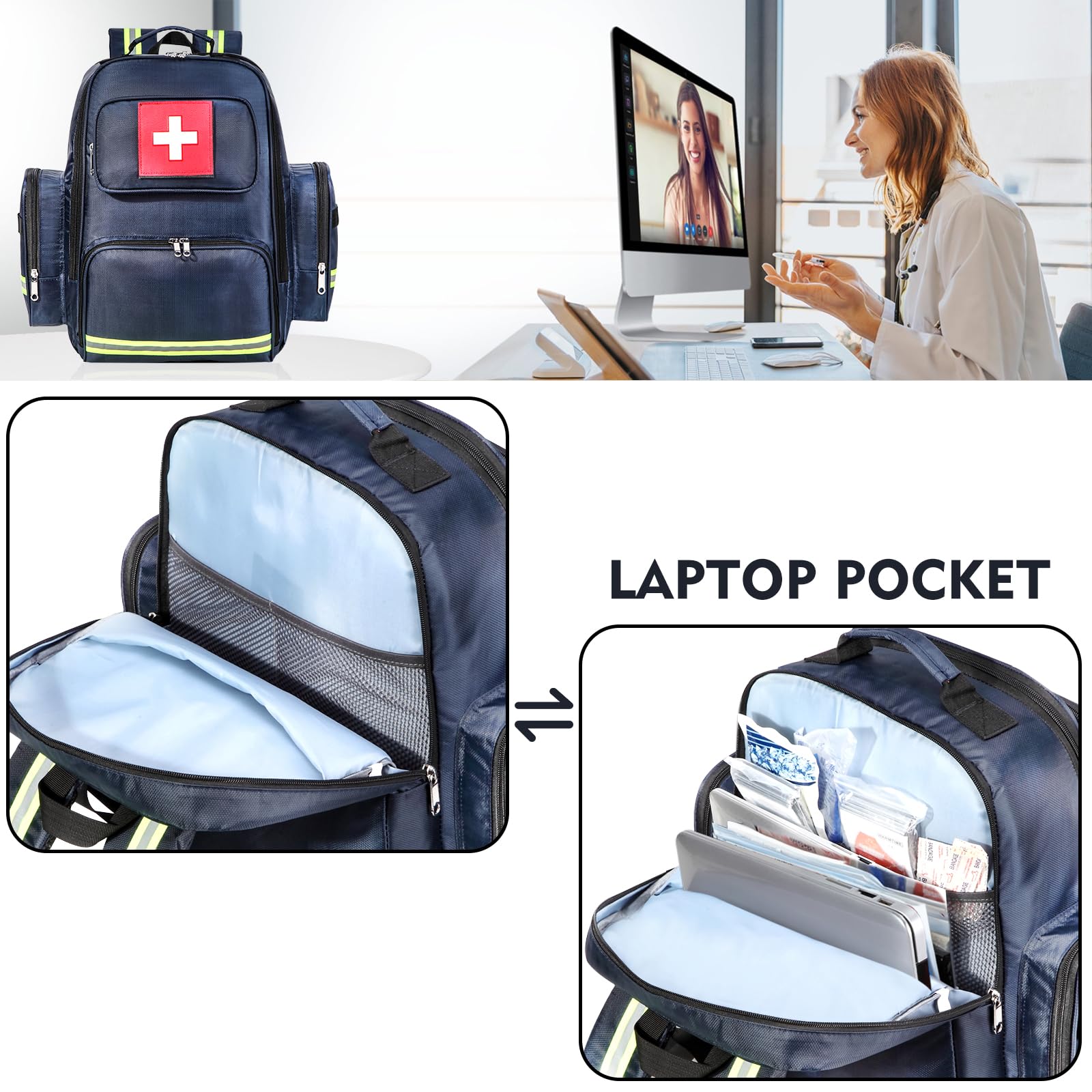 gatyclallaty first-aid backpack weatherproof coating, outdoor use, protecting supplies in rain or sun.