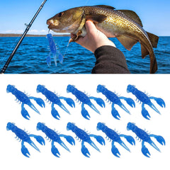 Gavigain 10PCS soft lure in blue mimic shrimp for bass and panfish