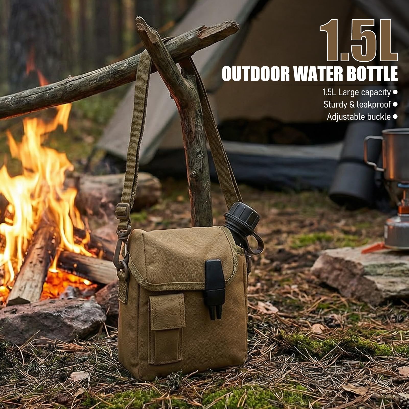 Gavigain bottle pouch with pocket keeps essentials secure while hiking