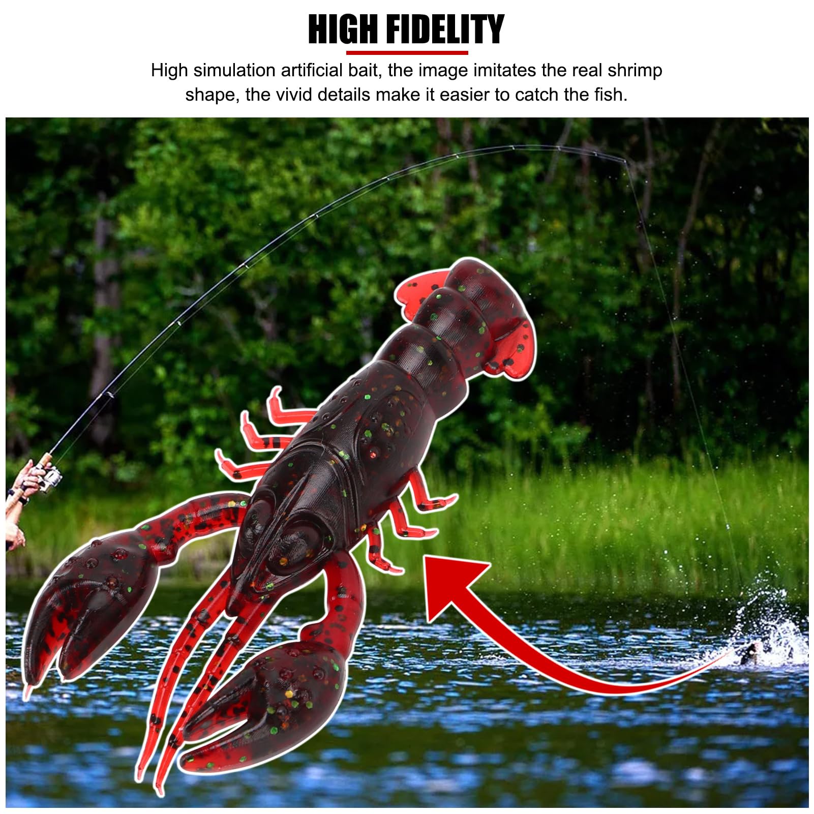 Gavigain plastic bait crawdad red focus on compact, portable design.
