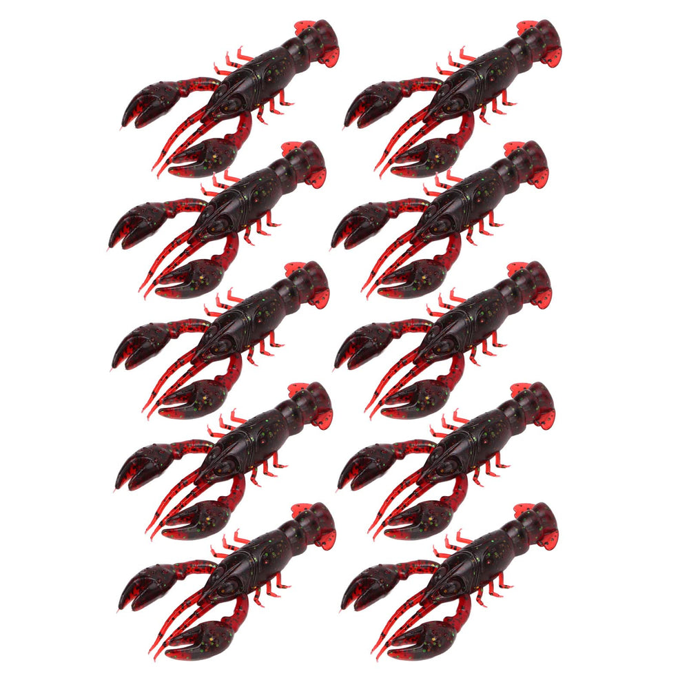 Gavigain soft shrimp lure in red, close-up highlighting durable, reusable PVC.